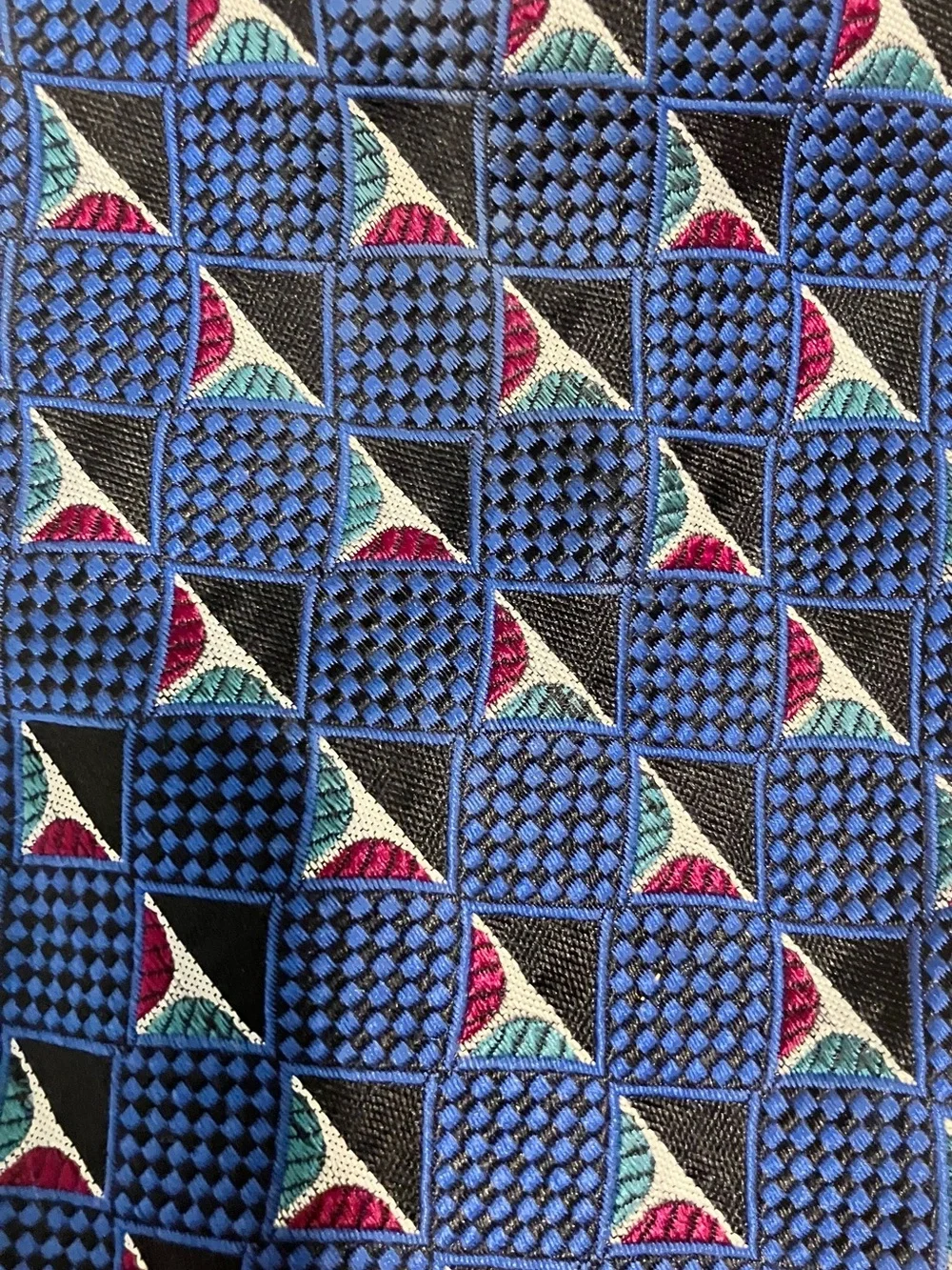 Geoffrey Beene Blue Geometric Triangle Pattern Tie